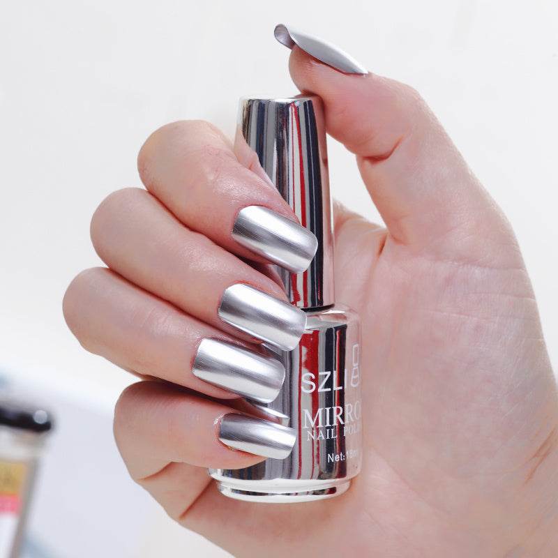 Mirror Silver Nail Polish - Metallic Stainless Steel Finish, 18ml - Buy Center