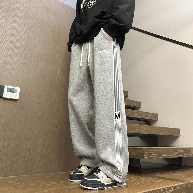 Fashion Brand Loose Casual Sweatpants - Black & Gray Stripes Style - Buy Center