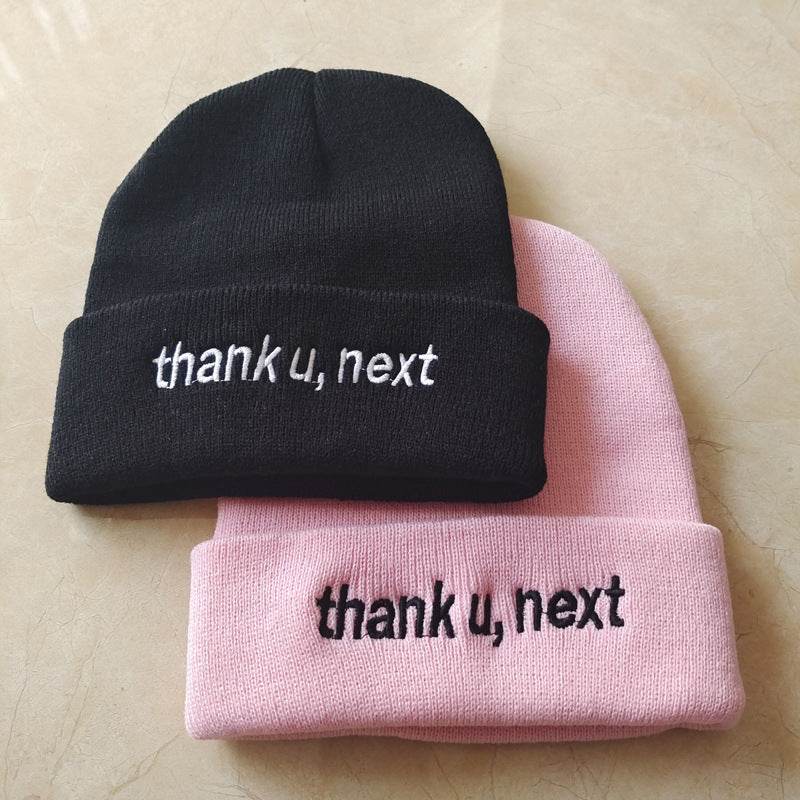 Thank U, Next Embroidery Knitted Hat - Warm Fashion for Men & Women - Buy Center