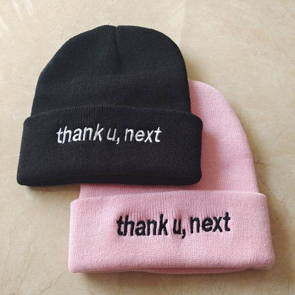Thank U, Next Embroidery Knitted Hat - Warm Fashion for Men & Women - Buy Center