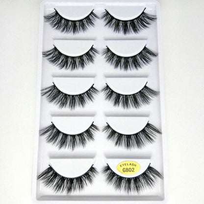 Luxurious 3D Mink Hair False Eyelashes - 5 Pairs for Stunning Volume - Buy Center