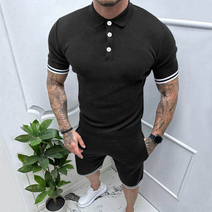 Buycenter Casual Lapel T-Shirt Suit for Men - Short Sleeve & Shorts - Buy Center
