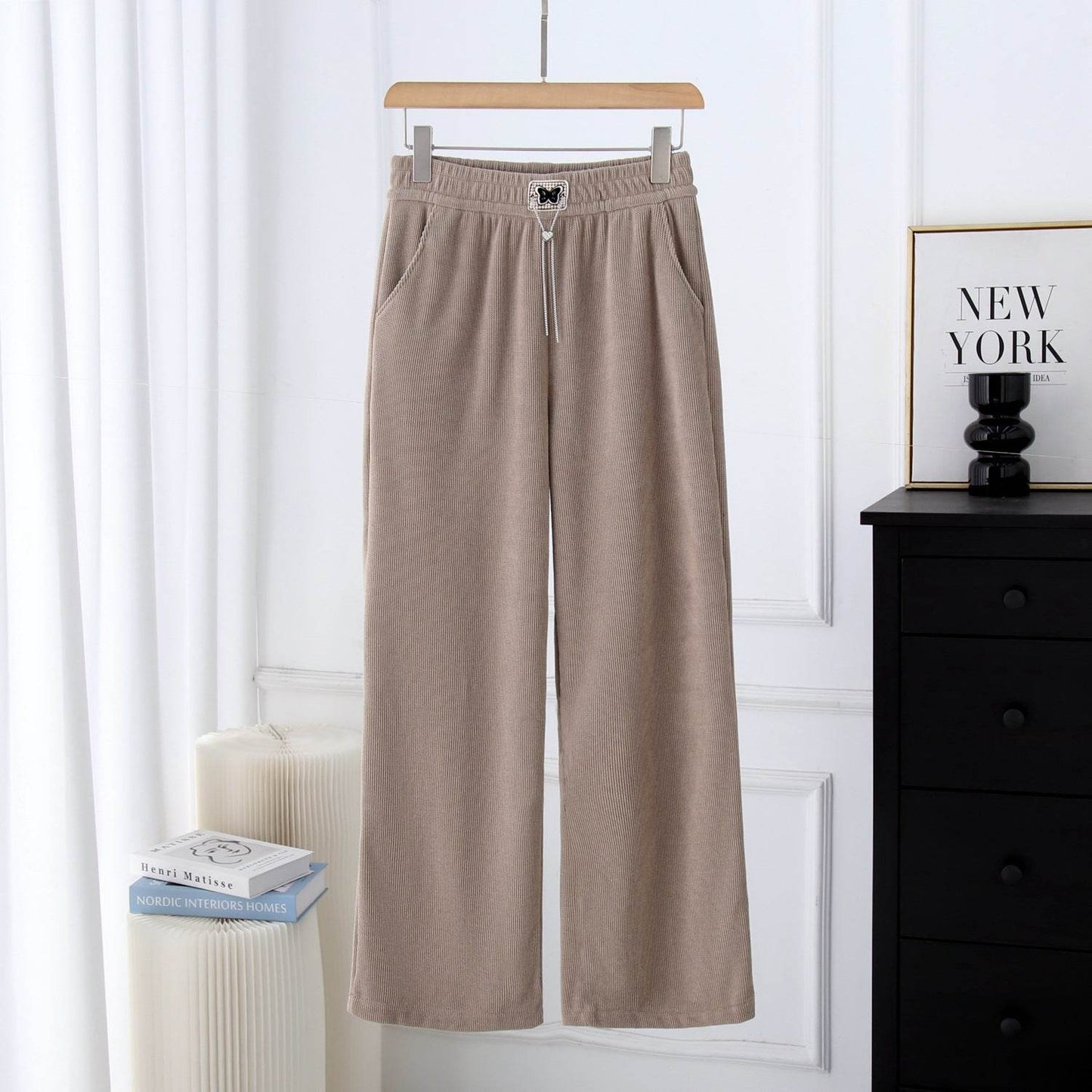 Loose Slimming Wide Leg Pants - Luxurious European Cotton Velvet Style - Buy Center