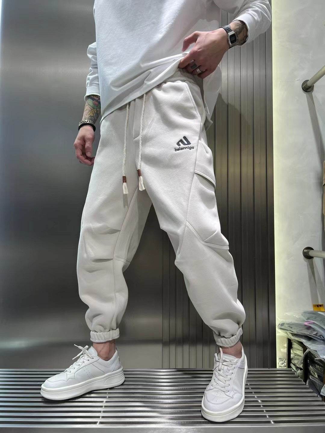 Bunched Feet Fleece Cargo Pants for Men - Stylish & Cozy Microelastic Design - Buy Center