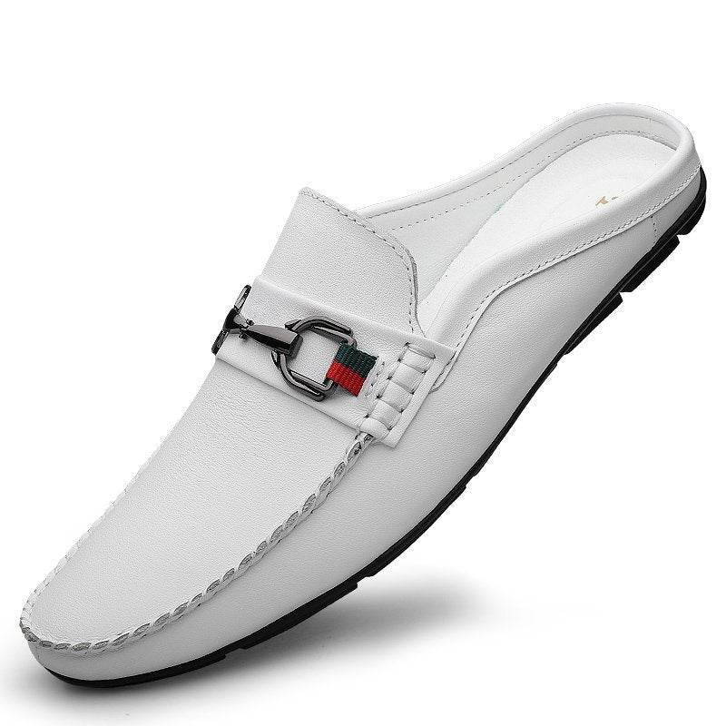 Buycenter Men's Casual Leather Slip-On Half-Slippers - Stylish & Comfortable - Buy Center