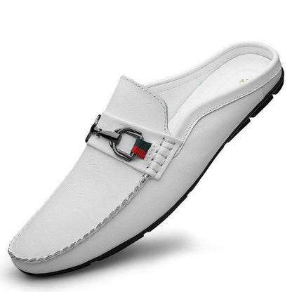 Buycenter Men's Casual Leather Slip-On Half-Slippers - Stylish & Comfortable - Buy Center