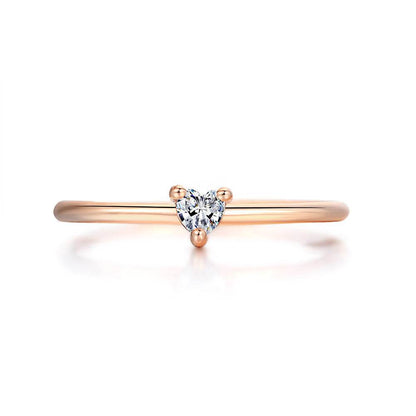 Elegant Heart-Shaped Women's Ring - Gold Plated with Sparkling Zircon - Buy Center