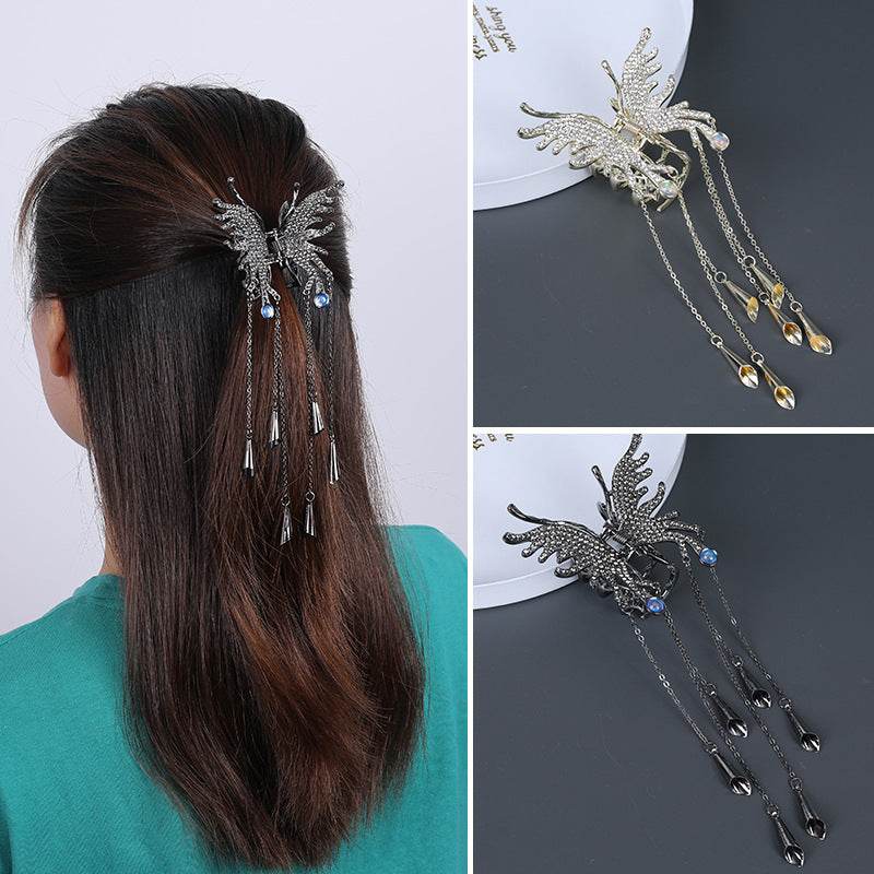 Rhinestone Butterfly Tassel Hairpin - Stylish Accessory for Any Occasion - Buy Center