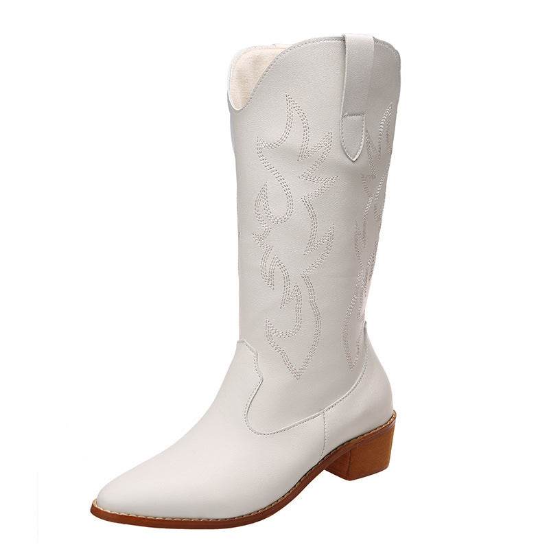 Buycenter Retro Mid-Calf Knight Boots - Warm Chunky Heel for Fall - Buy Center