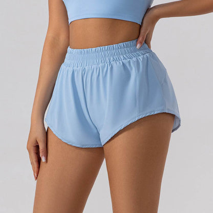 Women's High Waisted Yoga Shorts - Loose Fit in Spearmint & Sky Blue - Buy Center