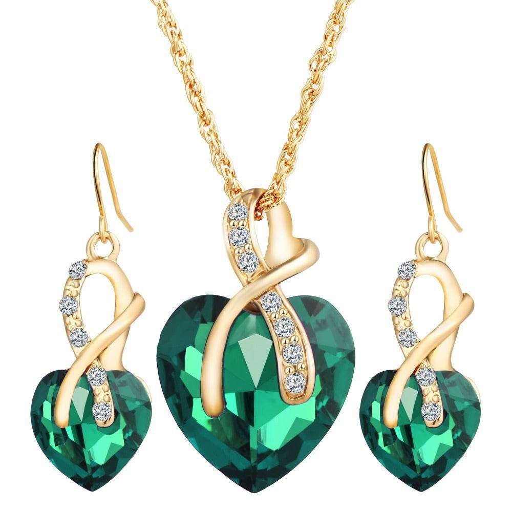 Heart-Shaped Crystal Earrings Set - Stylish Faux Zircon Jewelry for Women - Buy Center
