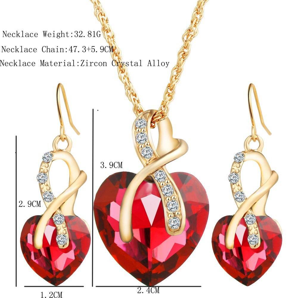 Heart-Shaped Crystal Earrings Set - Stylish Faux Zircon Jewelry for Women - Buy Center