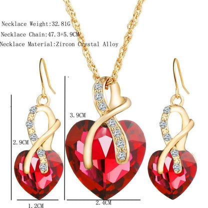 Heart-Shaped Crystal Earrings Set - Stylish Faux Zircon Jewelry for Women - Buy Center