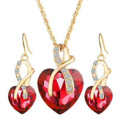 Heart-Shaped Crystal Earrings Set - Stylish Faux Zircon Jewelry for Women - Buy Center