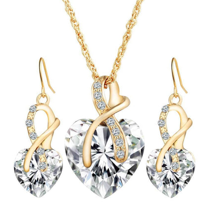 Heart-Shaped Crystal Earrings Set - Stylish Faux Zircon Jewelry for Women - Buy Center