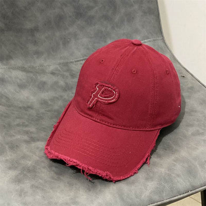 Buycenter Edged P Letter Baseball Cap - Soft, Stylish for Couples - Buy Center