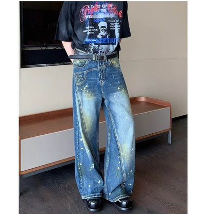Retro Deconstruction Stitching Jeans - Stylish Mid Waist Pants for All - Buy Center
