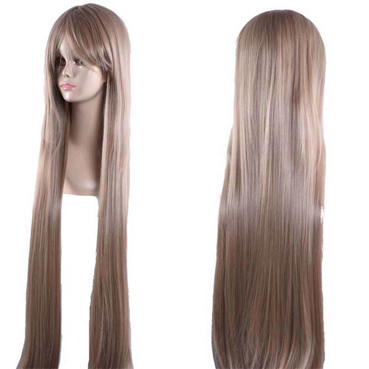 Long Straight Anime Wig - 80cm Human Hair, Heat-Resistant, Stylish Look - Buy Center