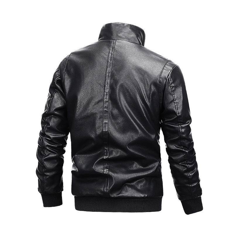 Trendy Men's Leather Jacket with Fleece - Zipper Pocket for Winter Style - Buy Center