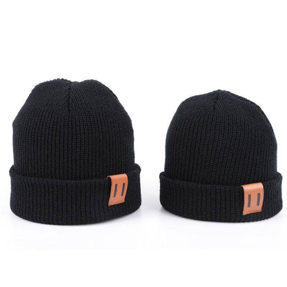 Casual Leather Knitted Baby Cap - Stylish Thermal Beanie for All Ages - Buy Center