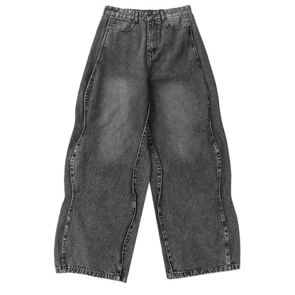 Buycenter Men's Loose Mop Wide Leg Pants - Stylish Black & Gray Denim - Buy Center