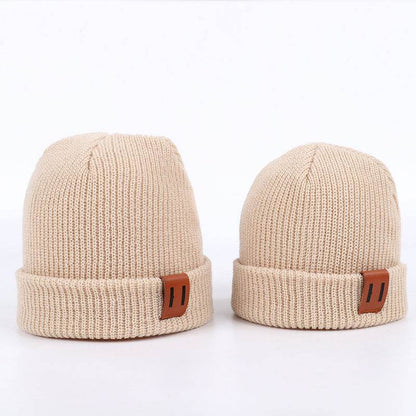 Casual Leather Knitted Baby Cap - Stylish Thermal Beanie for All Ages - Buy Center