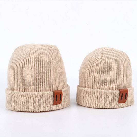 Casual Leather Knitted Baby Cap - Stylish Thermal Beanie for All Ages - Buy Center