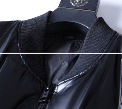 Buycenter Men's Glossy Down Jacket - Stylish Black & Silver Suit Set - Buy Center