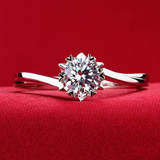 Classic Twisted Snowflake Engagement Ring - 925 Sterling Silver & Platinum - Buy Center