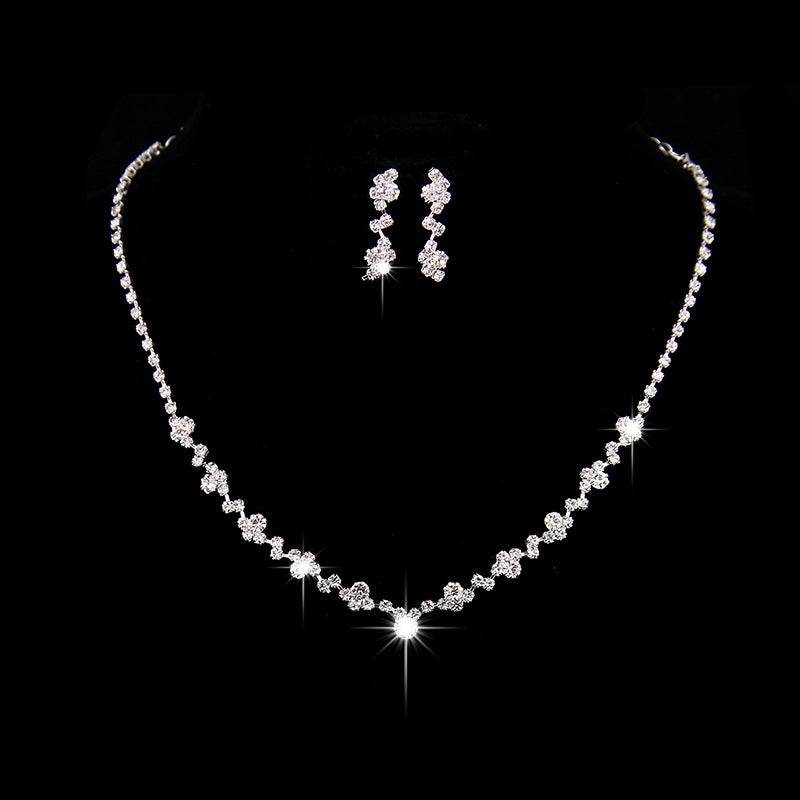 Simple Rhinestone Bridal Necklace & Earring Set - Elegant Wedding Jewelry - Buy Center