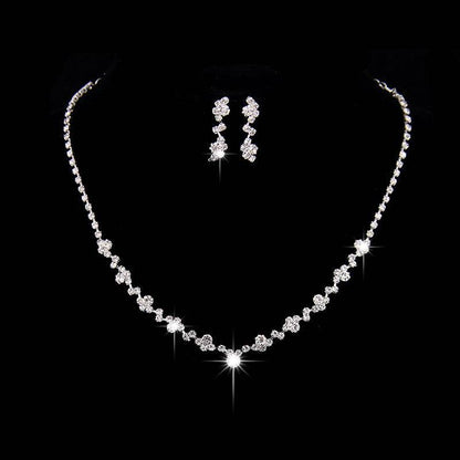 Simple Rhinestone Bridal Necklace & Earring Set - Elegant Wedding Jewelry - Buy Center