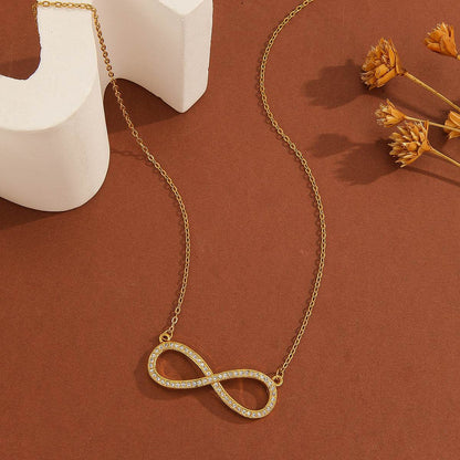 Exquisite Gold Plated Diamond Love Pendant Necklace - Infinite Symbol Charm - Buy Center