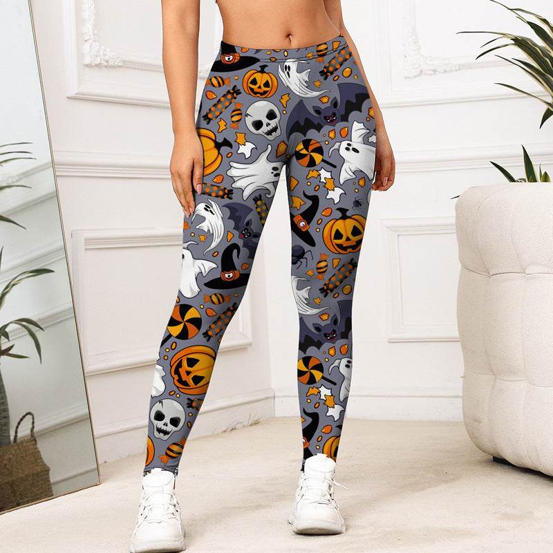 Halloween Bat Ghost Yoga Pants - Stylish Pumpkin Design, Multiple Sizes - Buy Center