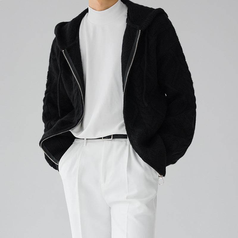 Buycenter Men's Zipper Hooded Coat - Loose Fit Rhombus Plaid Style - Buy Center