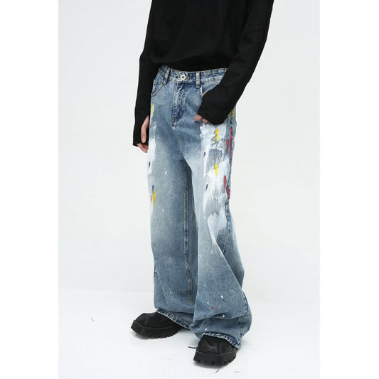 Niche Design Casual Graffiti Jeans - Loose Fit, Mid Waist for Comfort - Buy Center