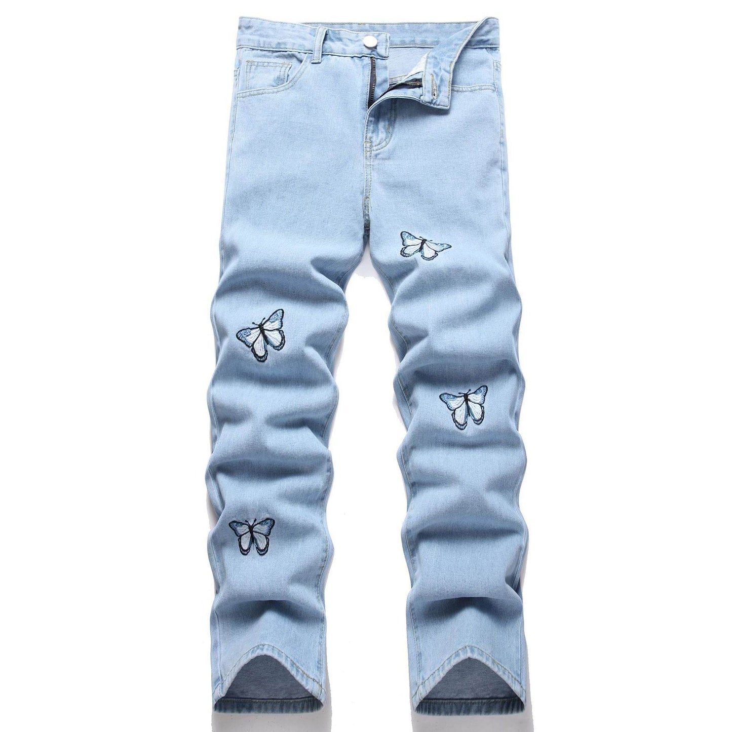 Fashionable Embroidered Men's Jeans - Stylish Casual Cotton Pants - Buy Center
