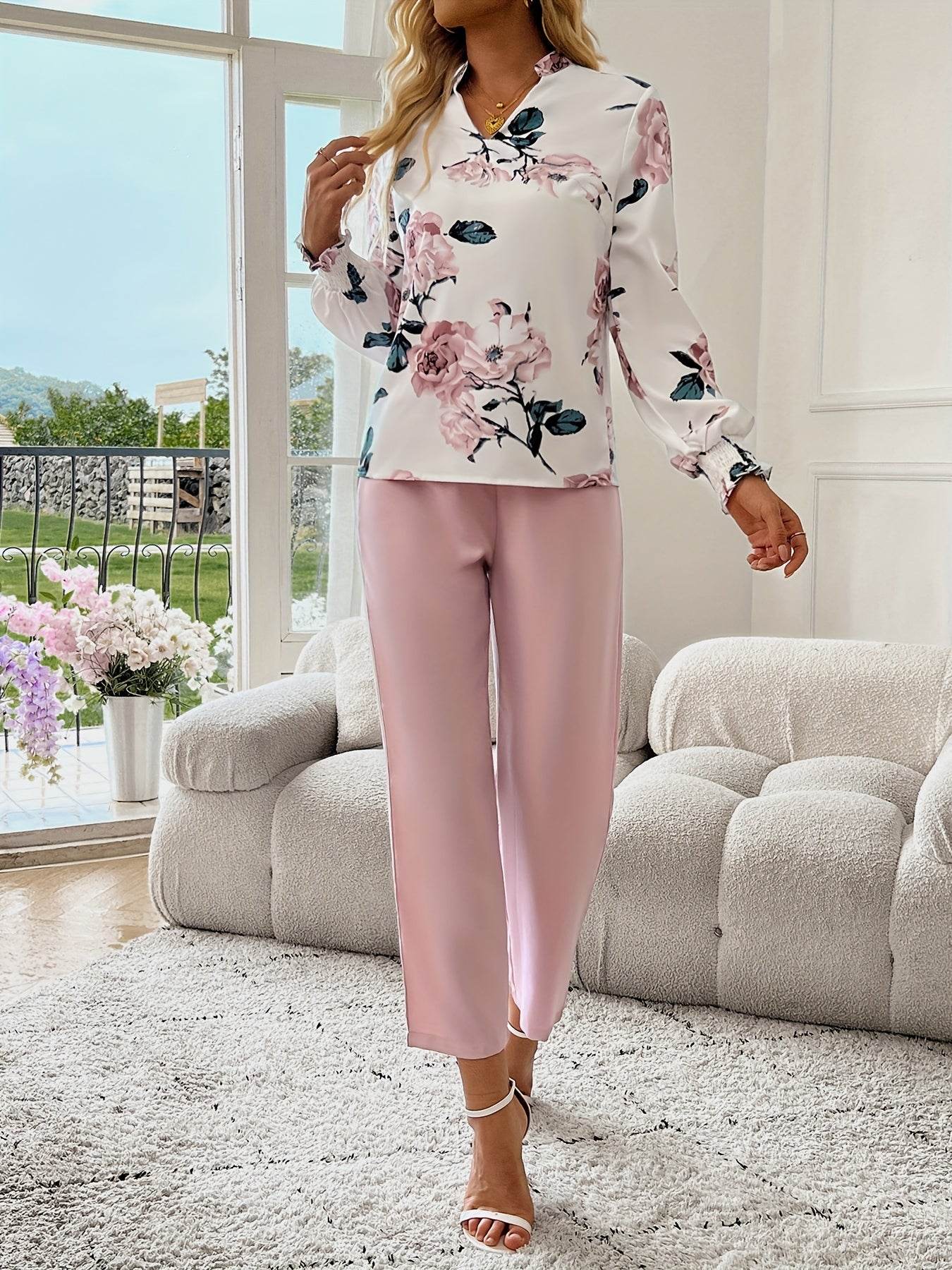 Elegant Women's Floral Pants Suit - Spring Set by Oriented Development - Buy Center