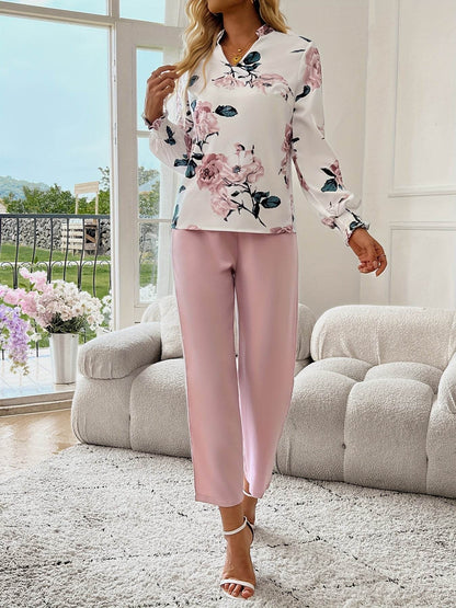 Elegant Women's Floral Pants Suit - Spring Set by Oriented Development - Buy Center