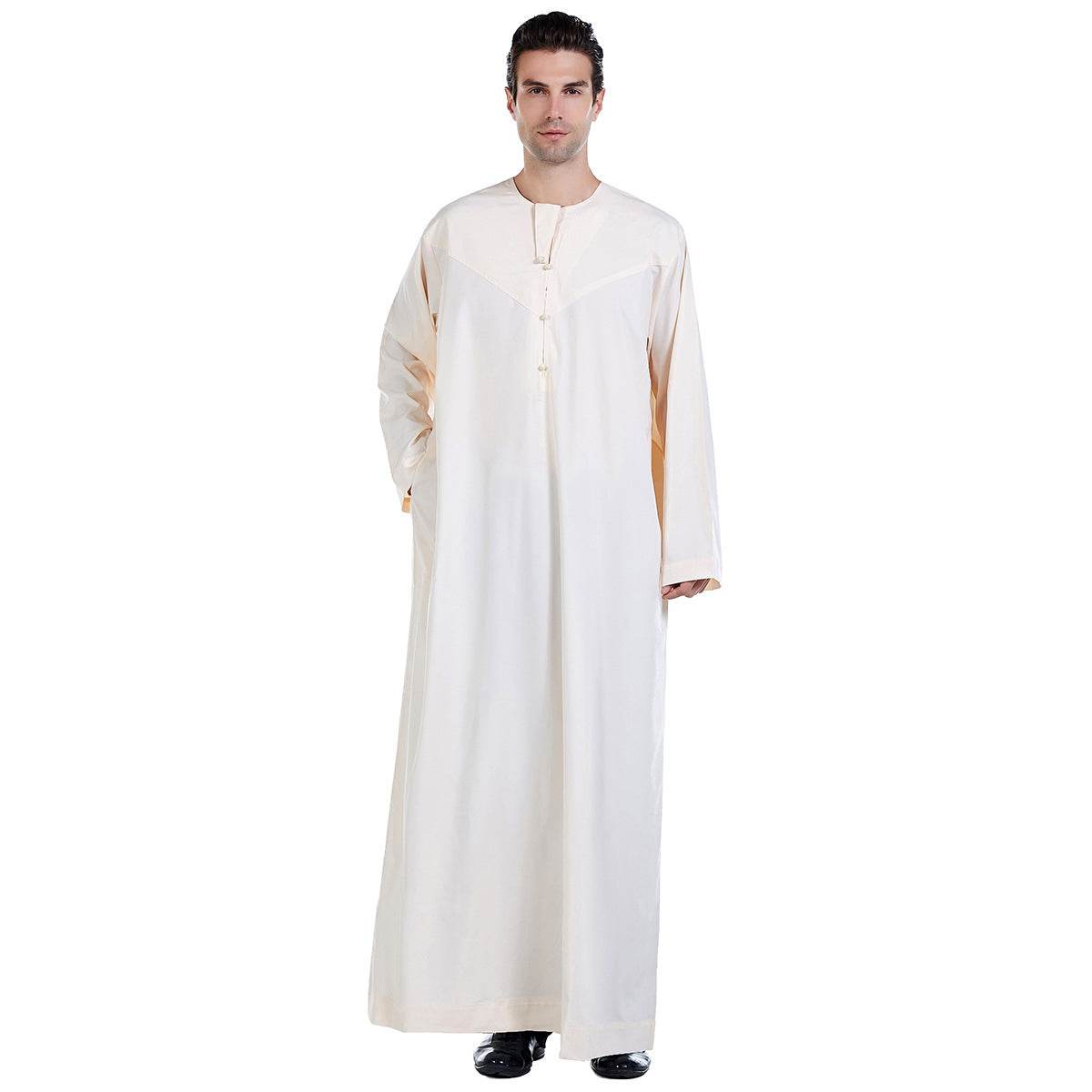Elegant Middle Eastern Men's Robe - Cotton Blend with Stylish Embroidery - Buy Center