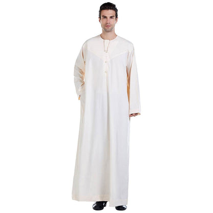 Elegant Middle Eastern Men's Robe - Cotton Blend with Stylish Embroidery - Buy Center