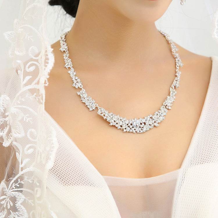 Elegant Bridal Jewelry Set - Diamond Pendant Necklace & Earrings for Weddings - Buy Center
