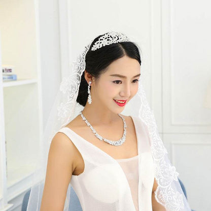 Elegant Bridal Jewelry Set - Diamond Pendant Necklace & Earrings for Weddings - Buy Center