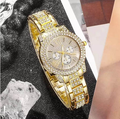Buy Center Full Diamond Bracelet Watch Set - Elegant Women's Quartz Jewelry - Buy Center