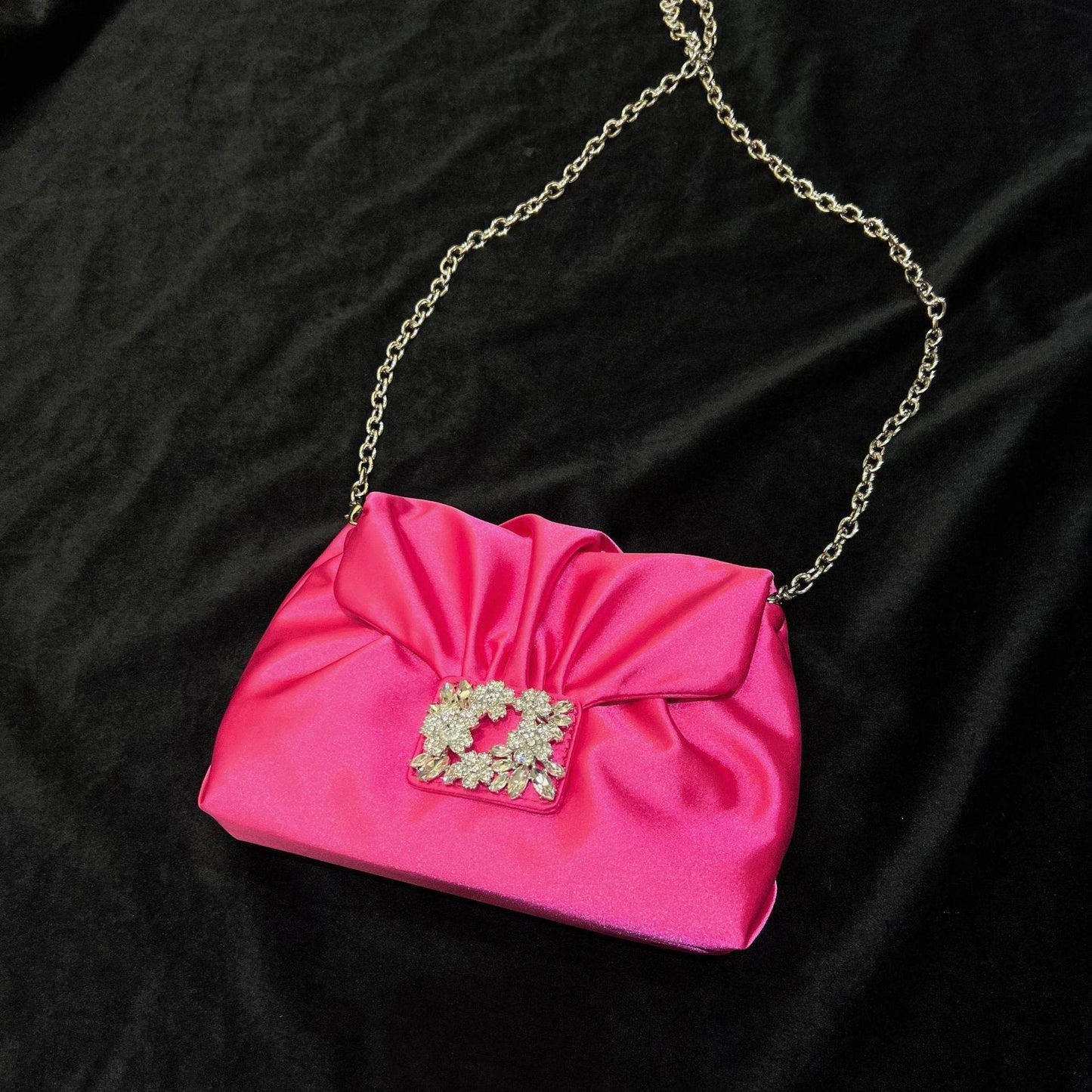 Vintage Crumpled Silk Diamond Small Square Bag - Elegant Evening Accessory - Buy Center