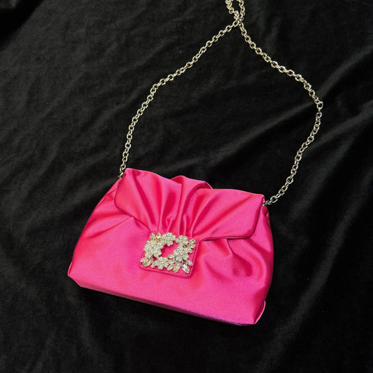 Vintage Crumpled Silk Diamond Small Square Bag - Elegant Evening Accessory - Buy Center