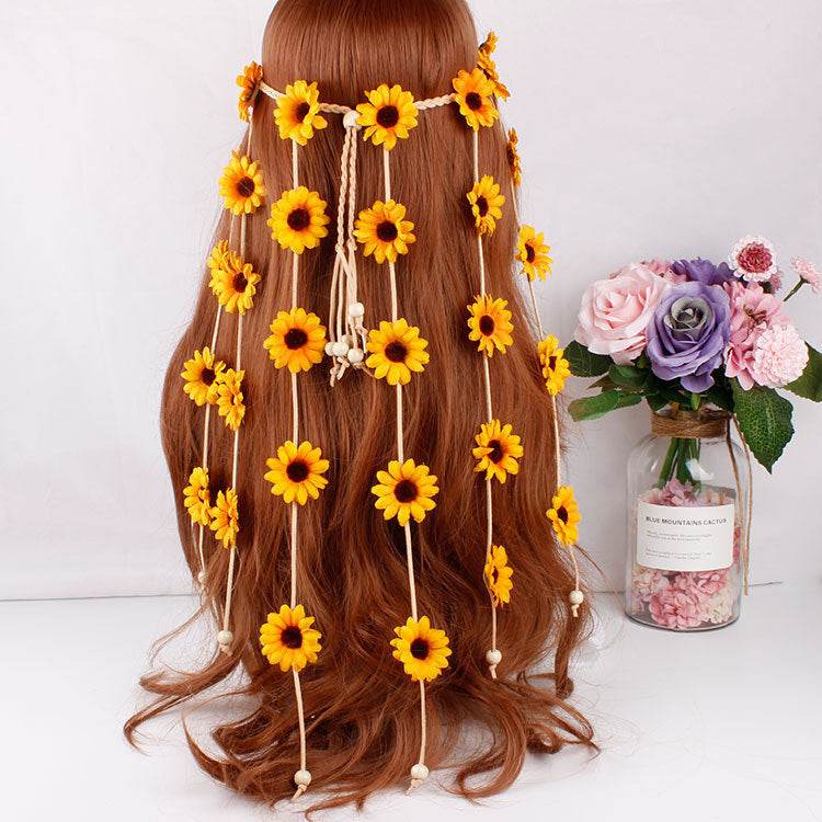 Bohemian Sun Flower Hair Band - Handmade Daisy Garland Accessory - Buy Center