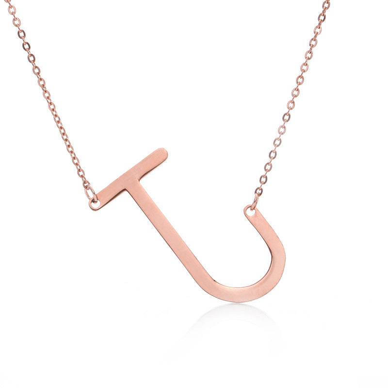 Fabulous Rose Gold Initial Letter Pendant Necklace - Premium K-Gold Design - Buy Center