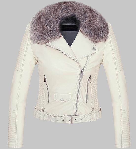 Buycenter Detachable Fur Collar Faux Leather Jacket - Stylish & Warm - Buy Center