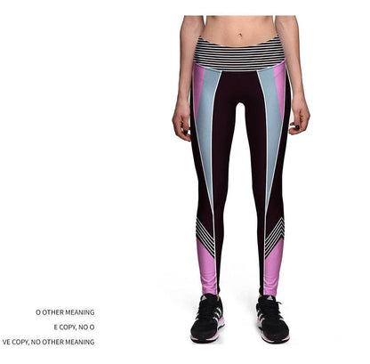 Buycenter Colorblock Fitness Leggings - 3D Printed Polyester Pants - Buy Center