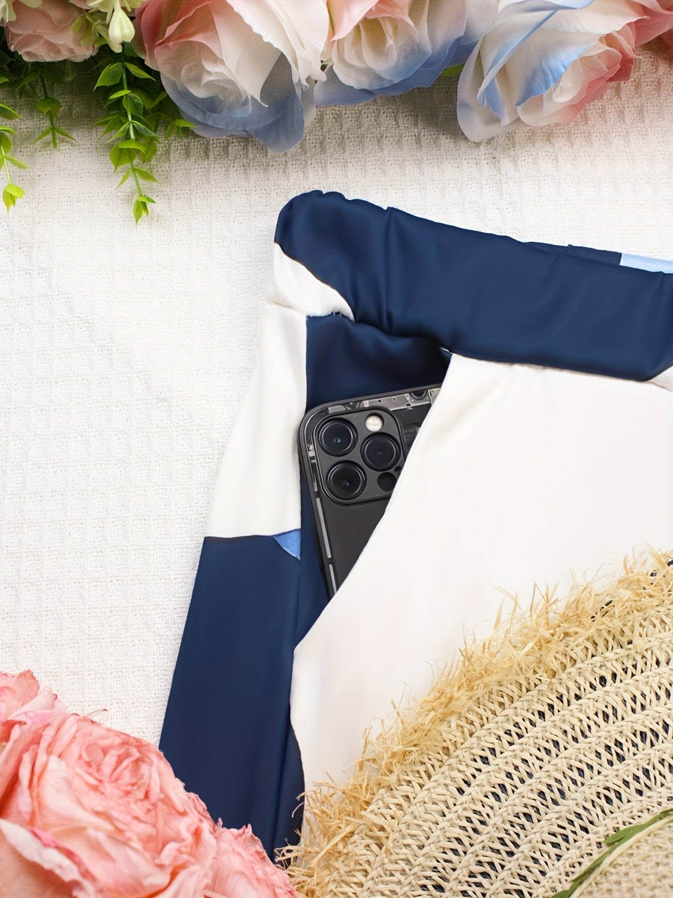 Stylish Casual Robe and Pocket Pants Set - Geometric Pattern, 100% Polyester - Buy Center